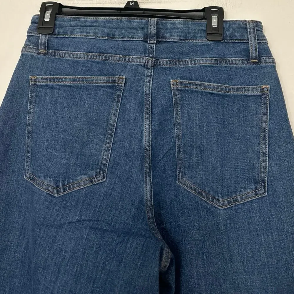 The Drop Frida Wide Leg High Waist Stretch Front Seam Jeans Medium Indigo 30 New - Picture 8 of 12